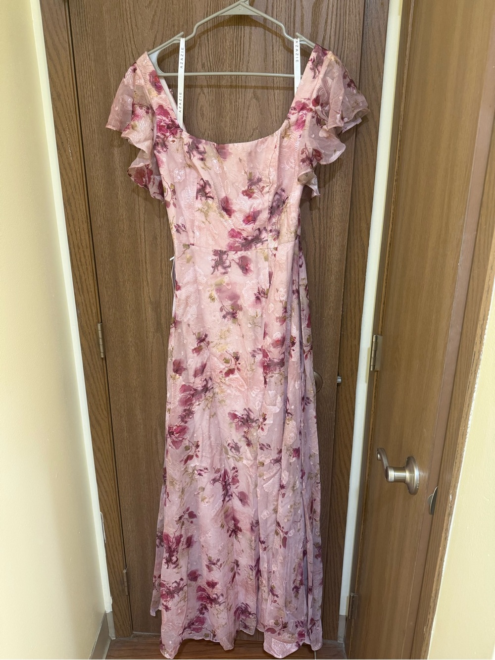 Never worn tags on Floral Pink Ruffle Sleeve Maxi Dress